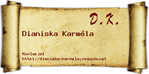Dianiska Karméla névjegykártya